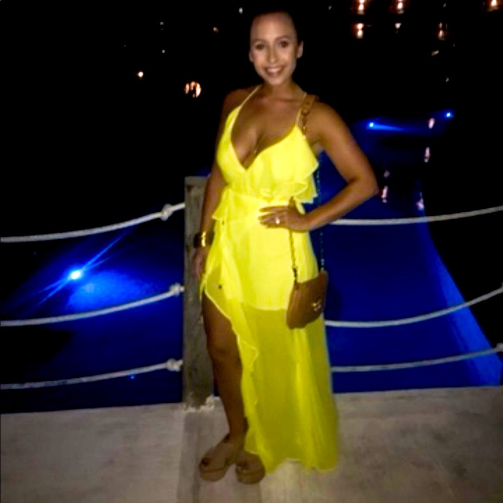 Luxxel Yellow Wrap Dress